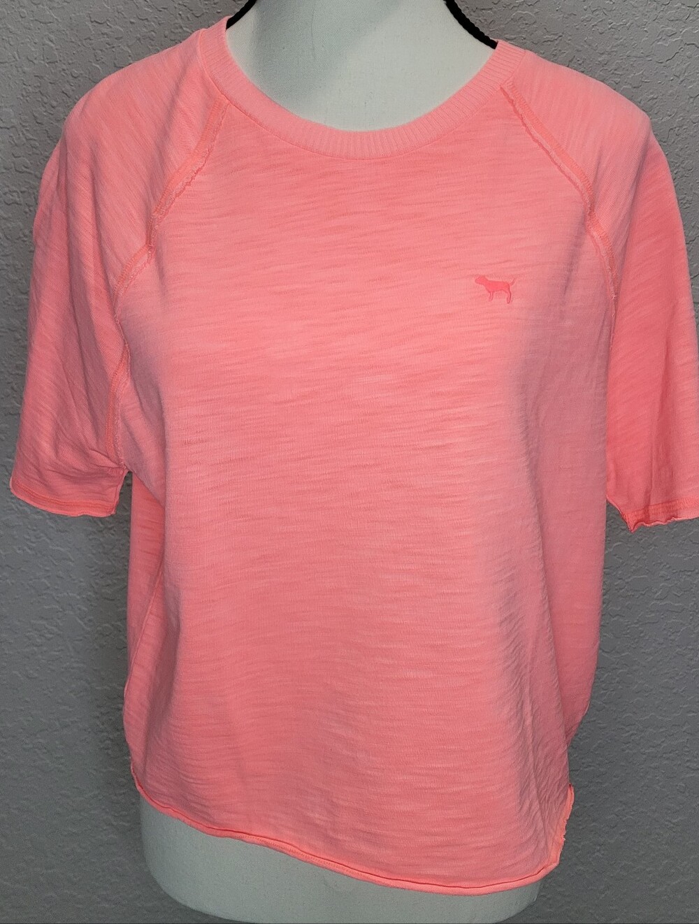 Calvin Klein Short Sleeve Coral Crewneck Crop Top